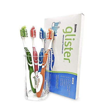 Amway Advanced Persona Glister Manual Toothbrush For Adults- Pack Of 4, Multicolor