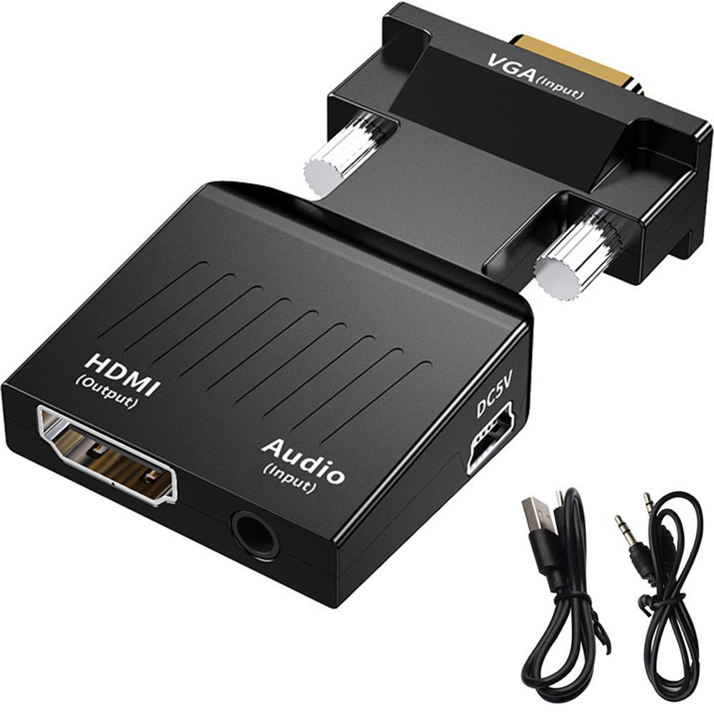 zikvik VGA to HDMI Adapter/Converter with Audio (Old PC to TV/Monitor with HDMI), Male VGA to HDMI Video Adapter for TV, Computer, Projector with Audio, Power Cable -D-Sub, 15-pin zikvik VGA to HDMI Adapter/Converter with Audio (Old PC to TV/Monitor with HDMI), Male VGA to HDMI Video Adapter for TV, Computer, Projector with Audio, Power Cable -D-Sub, 15-pin