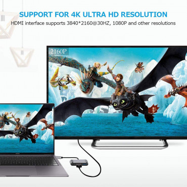 zikvik USB Type C to HDMI Hub 3 in 1 Adapter in Metal, Multi Port Dongle Type-C to USB 3.0, 4K HDMI, PD Charging Type C Port for MacBook, Chromebook, DELL,HP & Other Type C Phones & Devices