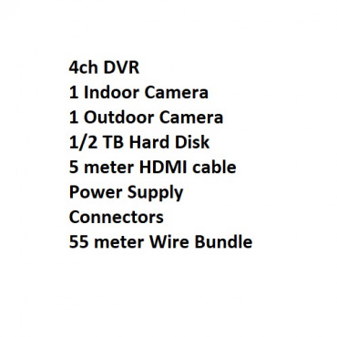 CP Plus 4 Channel HD DVR 1080p 1Pcs,1 Pcs Indoor 1 Pcs Outdoor Camera 2.4 MP,1/2 TB Hard Disk,5m HDMI,55 meter Wire Bundle Full Combo 