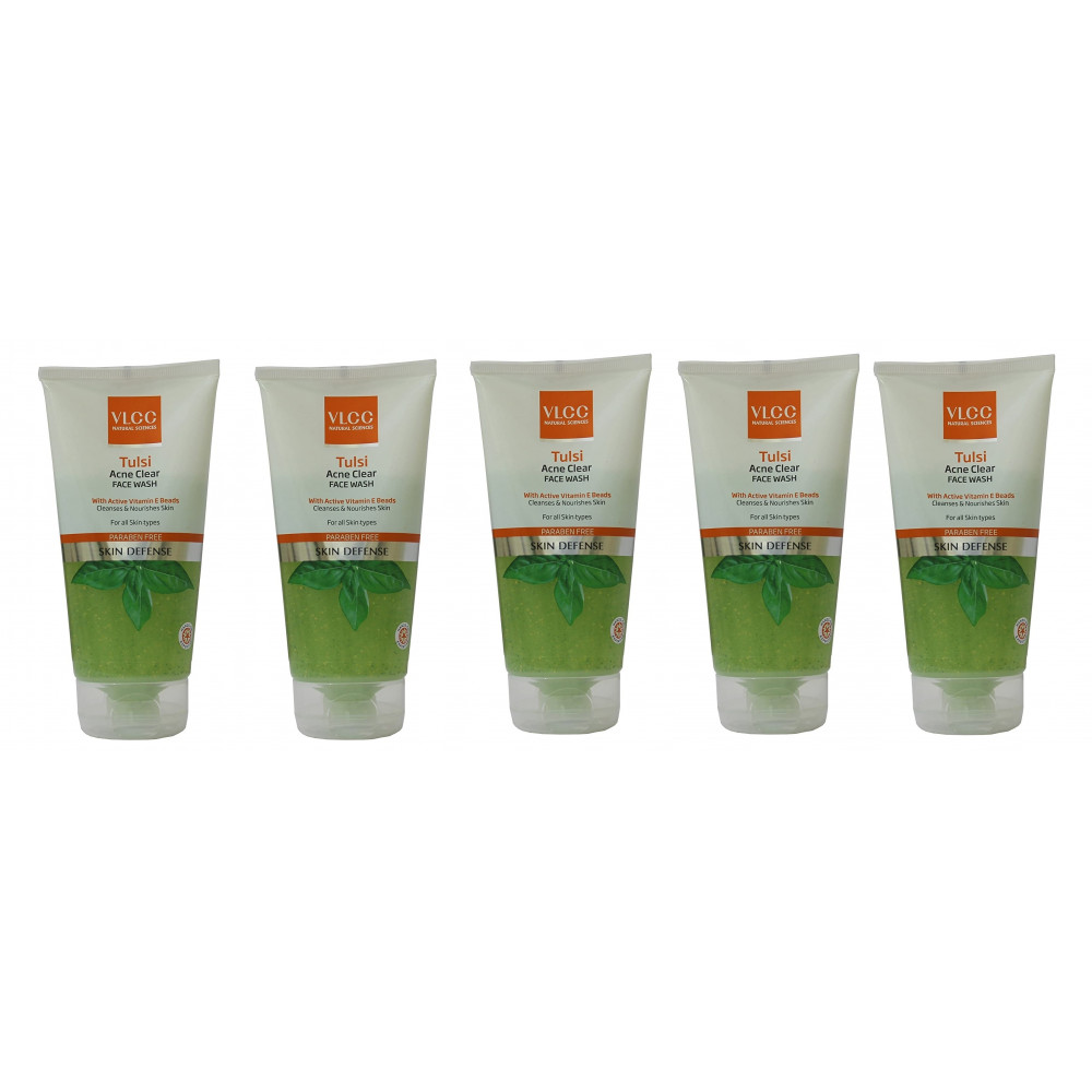 VLCC Tulsi Acne Clear Face Wash Combo (150g*5) (Pack of 5)
