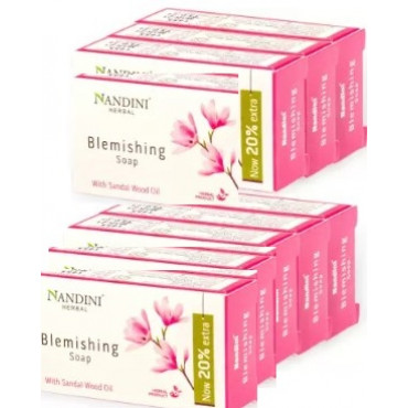 Nandini Herbal Blemishing Soap Enriched With Sandalwood Oil for Man & Women, 30gm. (Pack of 9)
