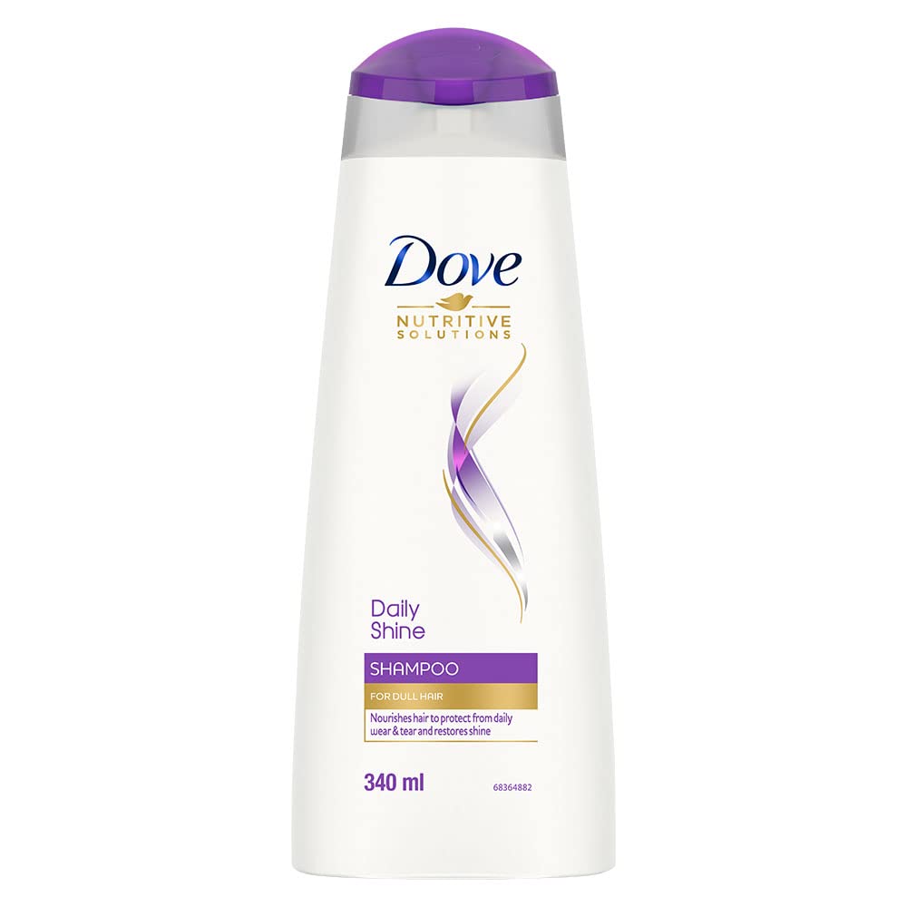 Dove Daily Shine Shampoo 340 ml, For Dry and Damaged Hair, Strengthening Shampoo Gives Smooth and Strong Hair - Mild Daily Shampoo for Men & Women Dove Daily Shine Shampoo 340 ml, For Dry and Damaged Hair, Strengthening Shampoo Gives Smooth and Strong Hair - Mild Daily Shampoo for Men & Women