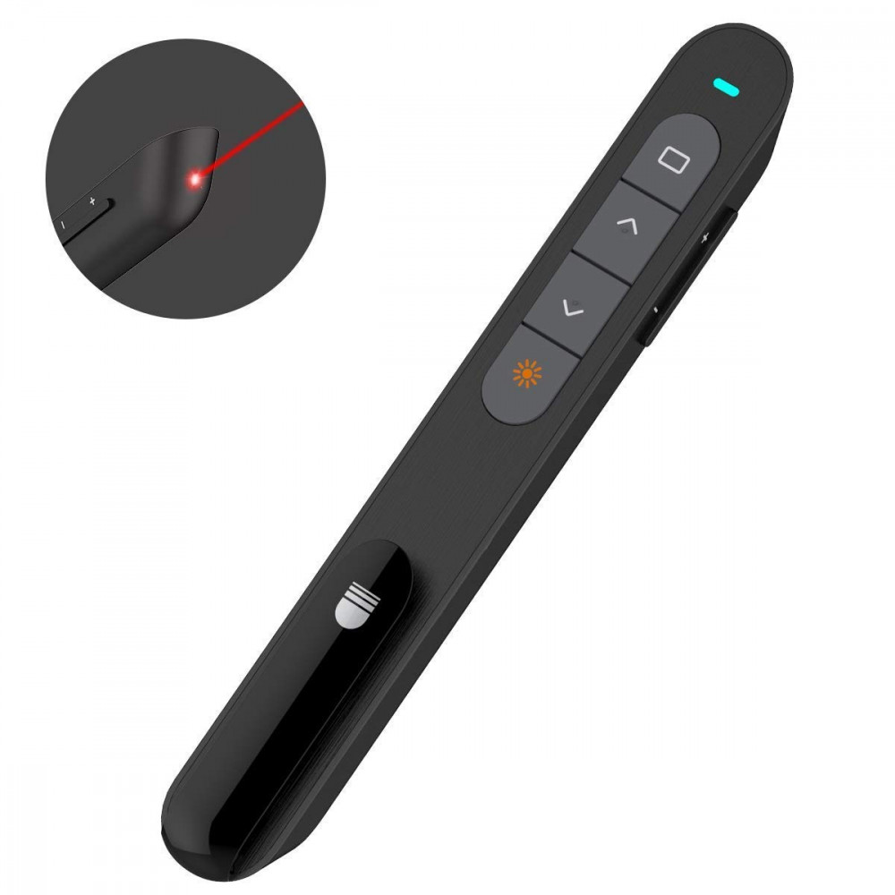 Laser Presenter, 2.4GHz Wireless USB PowerPoint Presentation Remote Control Pointer Clicker Presenter Laser Flip Pen with Clip
Laser Presenter, 2.4GHz Wireless USB PowerPoint Presentation Remote Control Pointer Clicker Presenter Laser Flip Pen with Clip
