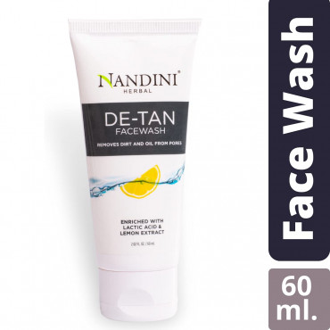 Nandini De-Tan Oil Clear Face wash Enriched with Lactic Acid & Lemon Extract, 60ml. | 2.02 fl. oz. (Pack of 1)