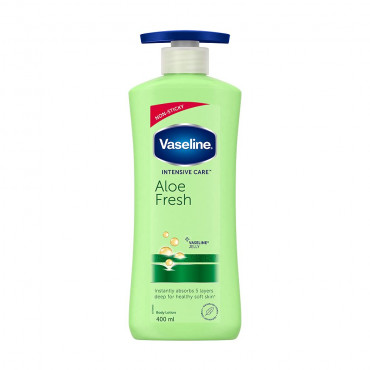 Vaseline Intensive Care Aloe Fresh Hydrating Body Lotion 400 ml, Daily Moisturizer for Dry Skin, Gives Non-Greasy, Glowing Skin - For Men & Women
