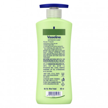 Vaseline Intensive Care Aloe Fresh Hydrating Body Lotion 400 ml, Daily Moisturizer for Dry Skin, Gives Non-Greasy, Glowing Skin - For Men & Women
